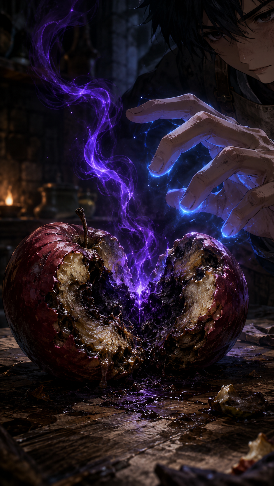 Poisoned apple with violet magic
