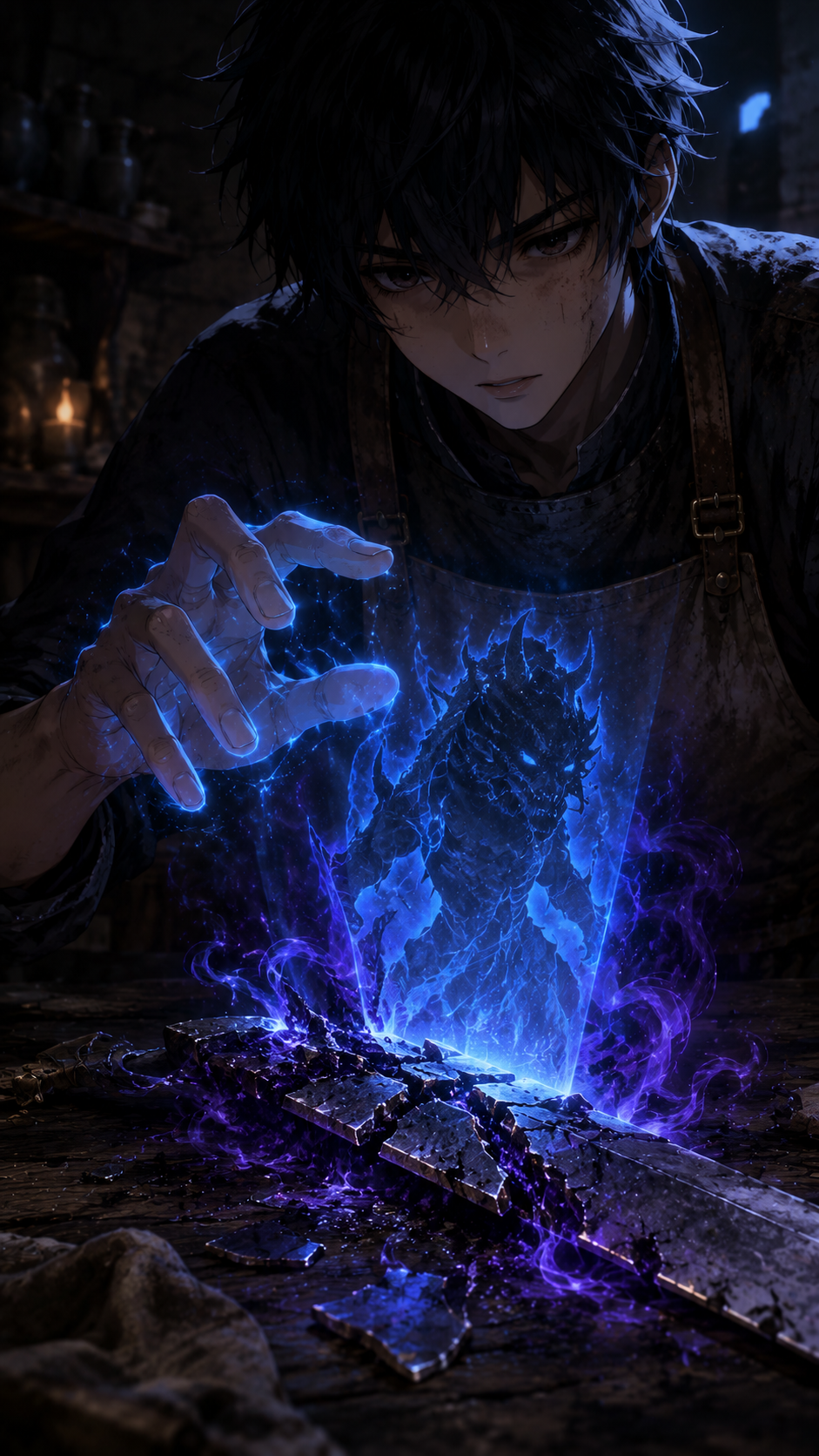 Shattered blade revealing monster shape